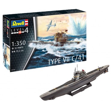 KIT PARA MONTAR REVELL SUBMARINO ALEMÃO TYPE VII C/41 1/350 35 PEÇAS REV 05154